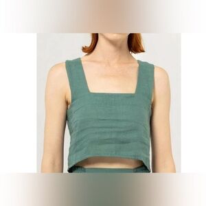 Elegant Teal Square Neck Crop Top